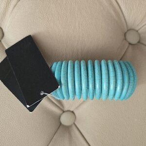 H&M Turquoise Aqua Beaded Stretching Wide Bangle Bracelet